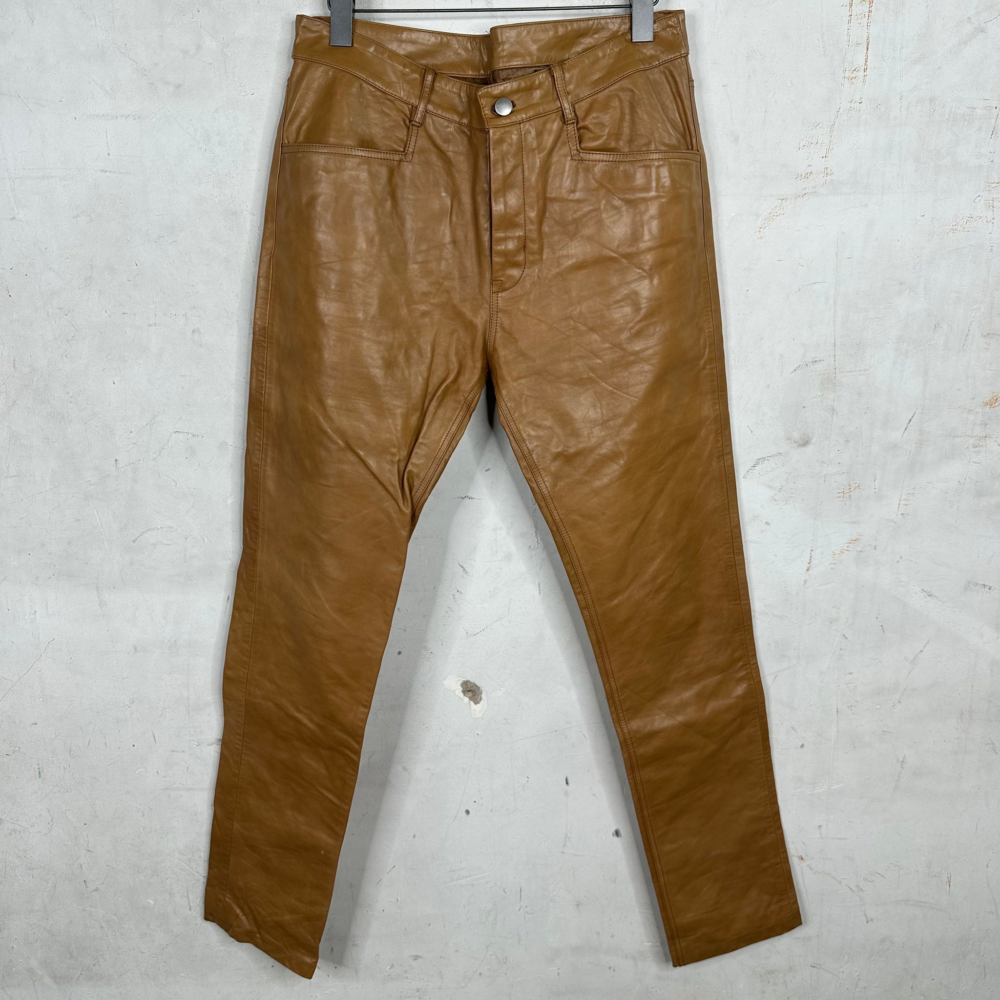 Rick Owens Leather Honey Pocketed Trousers
