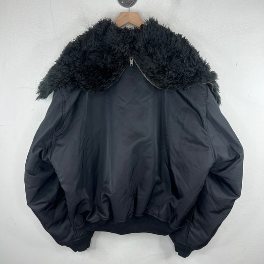 Balenciaga Faux Fur Hooded Bomber Jacket