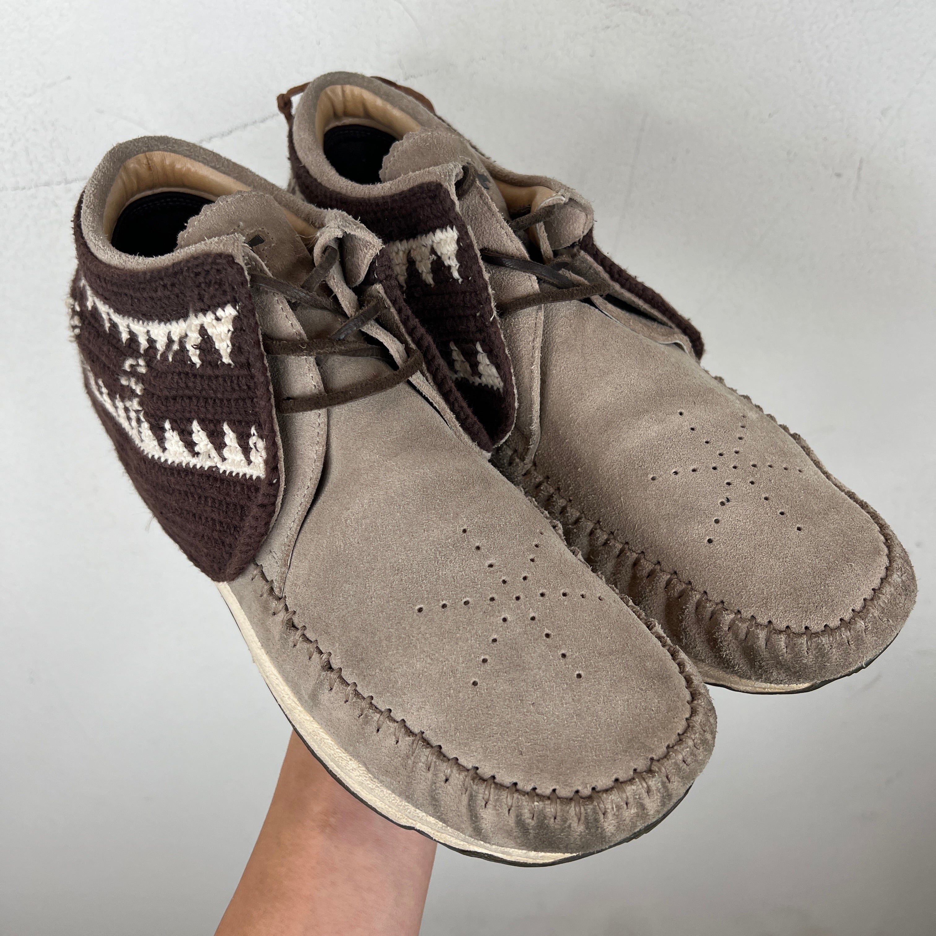 2275 visvim fbt スエード モカシン US8 Visvim Grey Suede Woven FBT Sneakers – www.Lukes.store