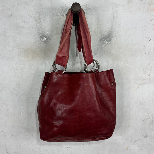 Margiela Red Leather Ring Tote Bag