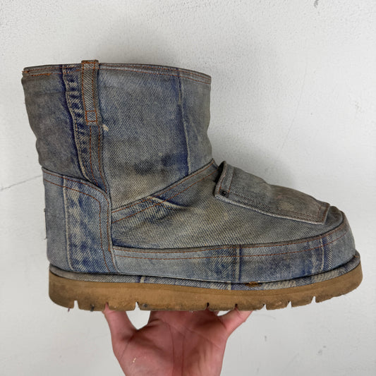 Acne Studios Batter Low Denim Print Boots