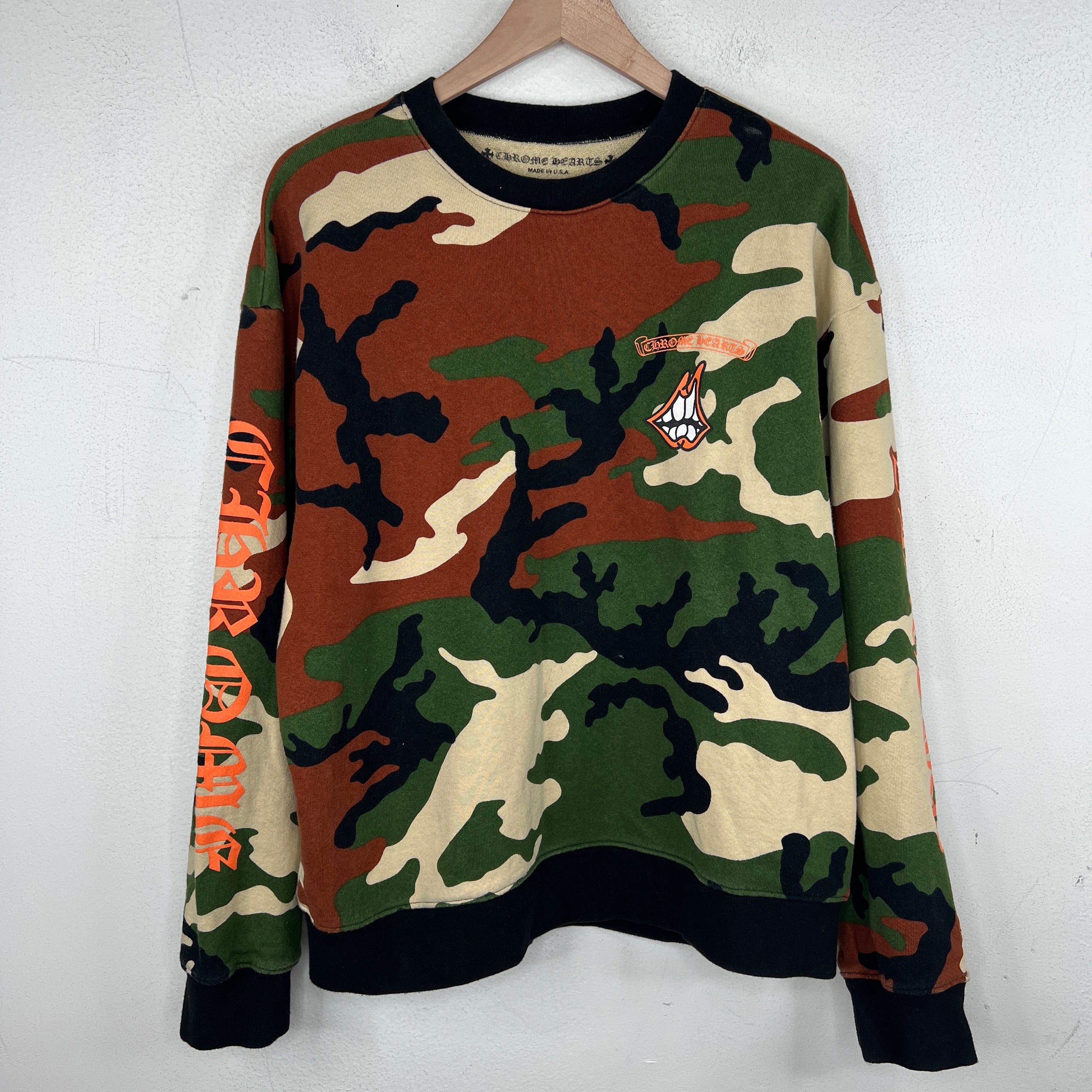 Chrome Hearts × Matty Boy / Caution Crewneck Camo Chrome Hearts Matty Boy Caution Camo Crewneck | BullseyeSB