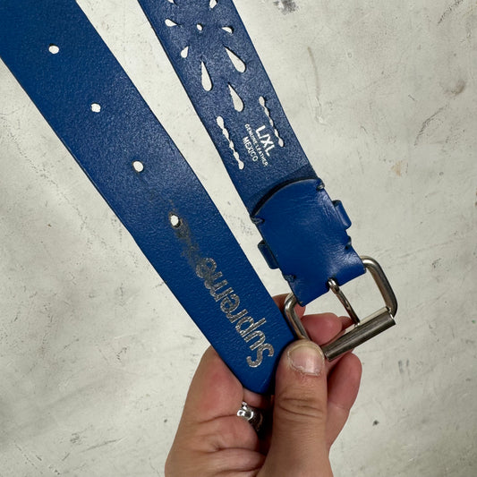 Supreme Blue Perforated Leather Belt