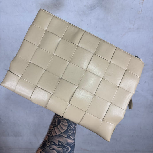 Bottega Veneta Beige Woven Clutch Pouch