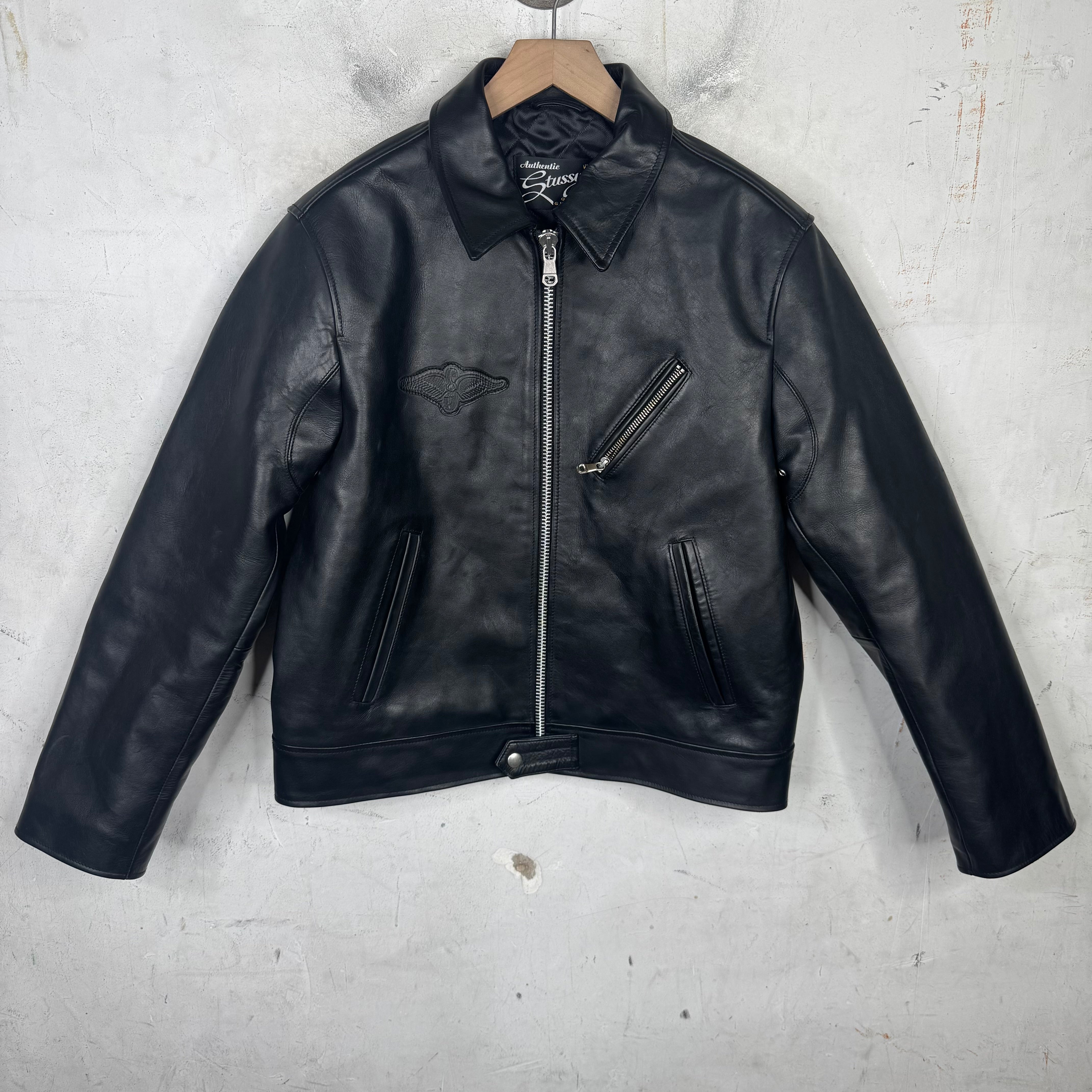 Stussy Black Leather Jacket – www.Lukes.store