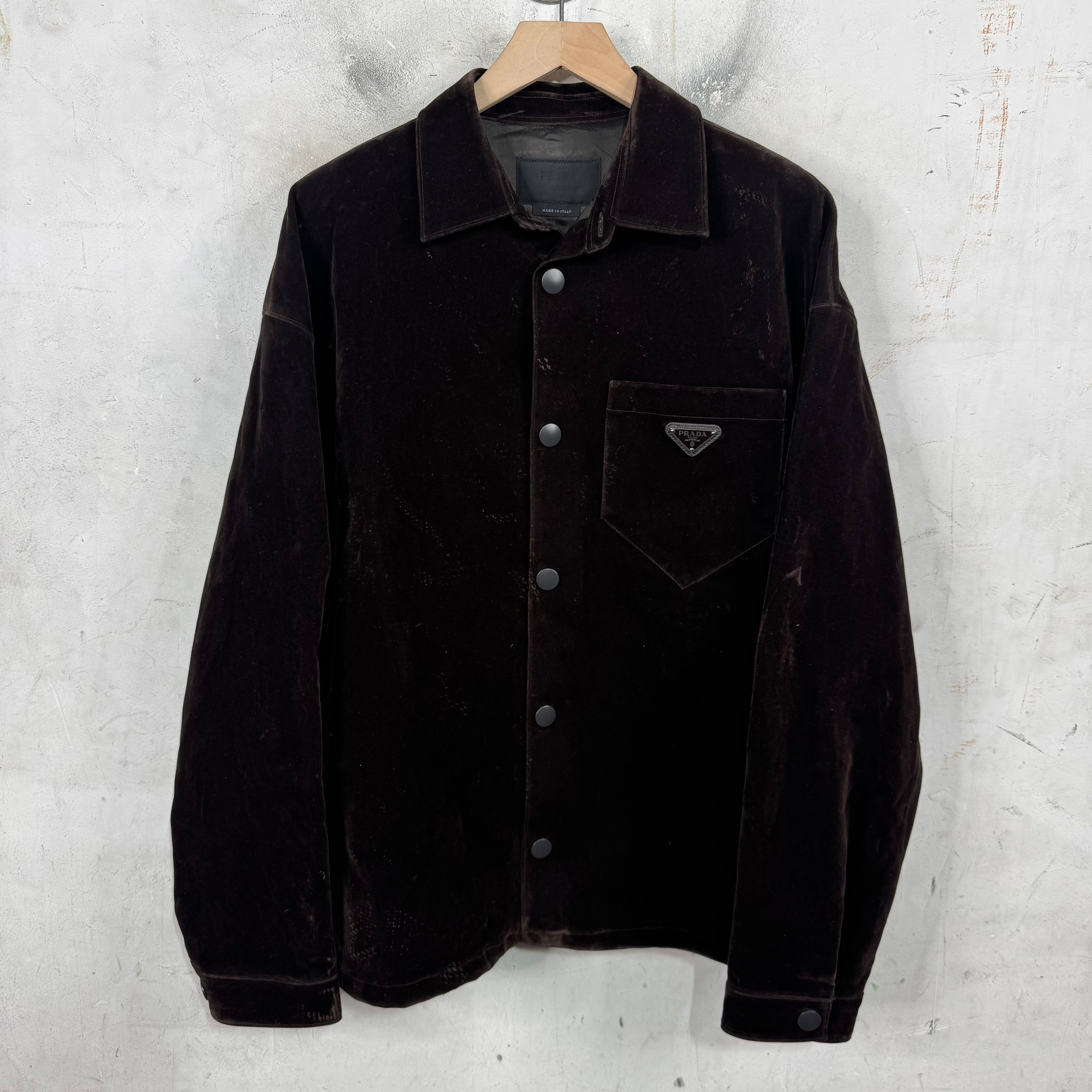Prada Brown Velvet Snap Shirt Jacket – www.Lukes.store