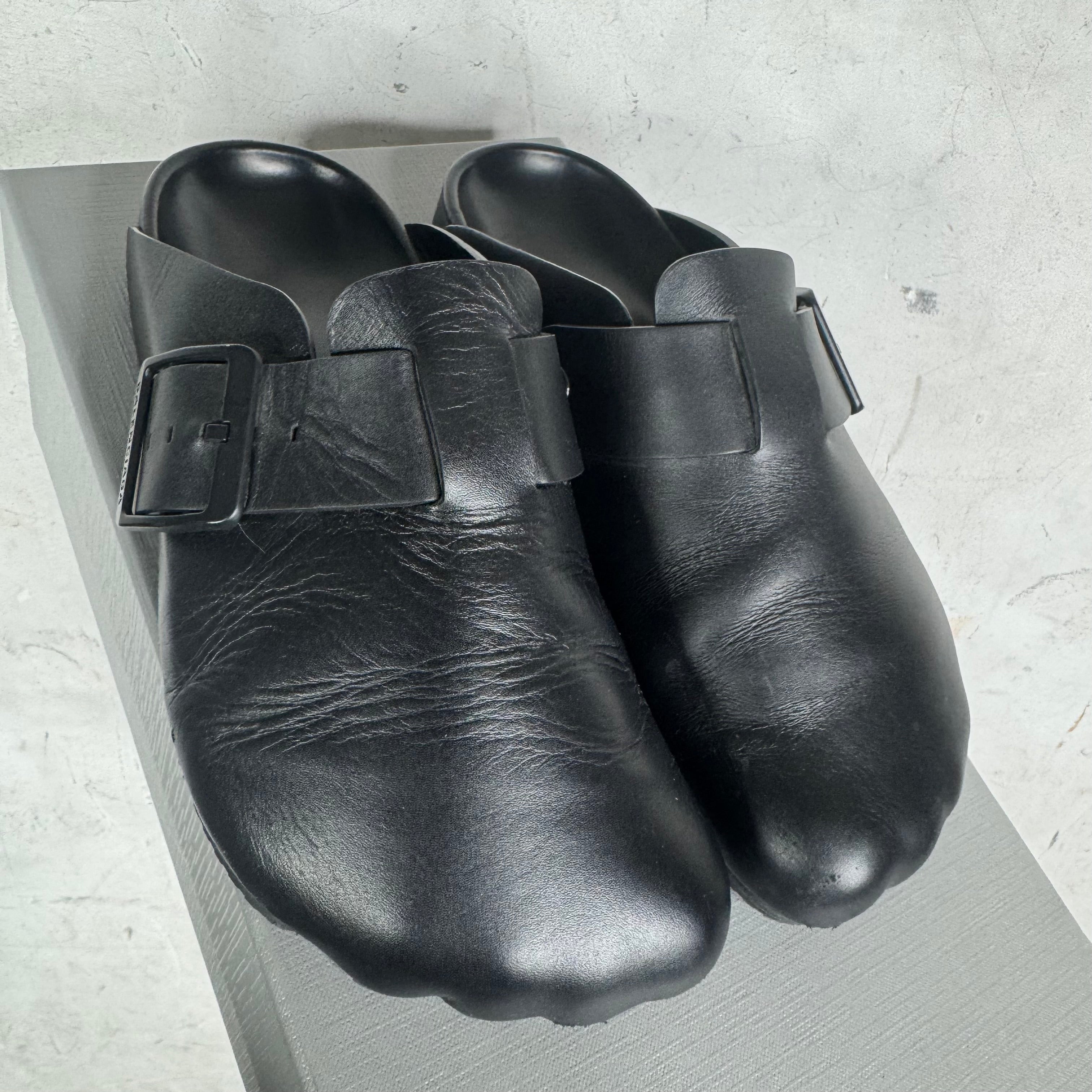 Balenciaga Black Leather Sunday Mules – www.Lukes.store