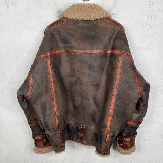 Balmain Leather Shearling Pilot Jacket