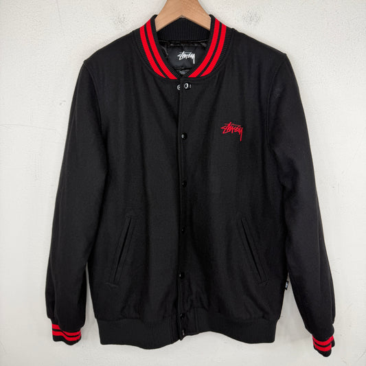 Stussy World Tribe Black Wool Varsity Jacket