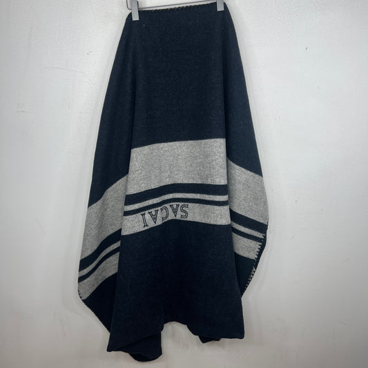 Sacai Navy/Gray Wool Blend Throw Blanket