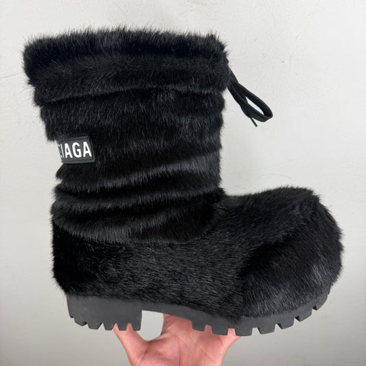 Balenciaga Black Furry Alaska Boots