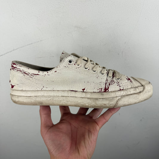 Margiela White/Red Painted Low Top Converse