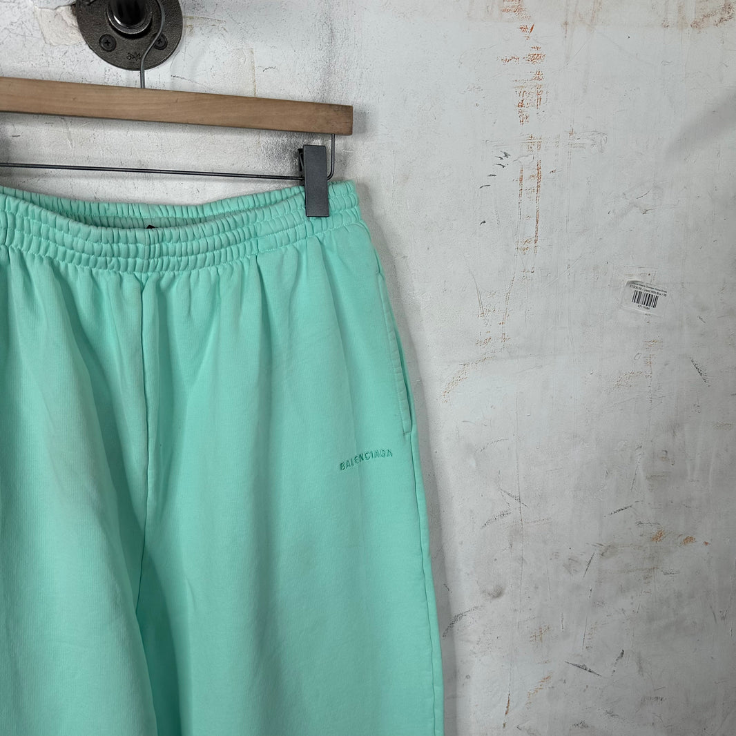 Balenciaga Turquoise Logo Sweatpants