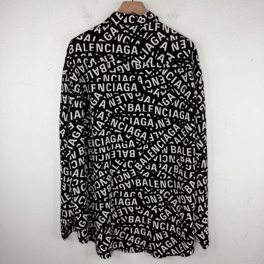 Balenciaga Home Wear AOP Silk LS Button Up Shirt