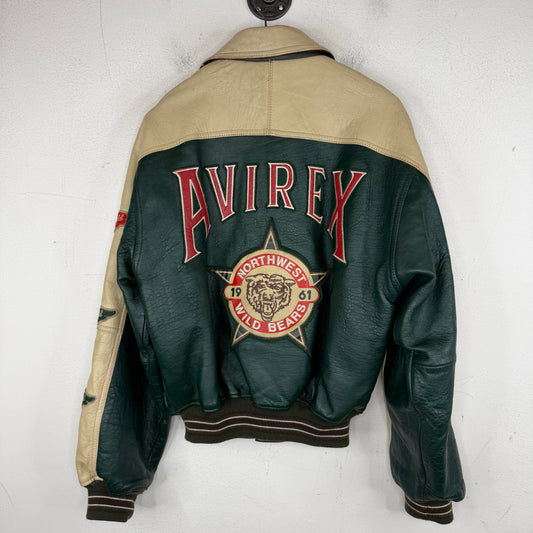 Vintage Avirex Leather Two-Tone Zip Up Jacket