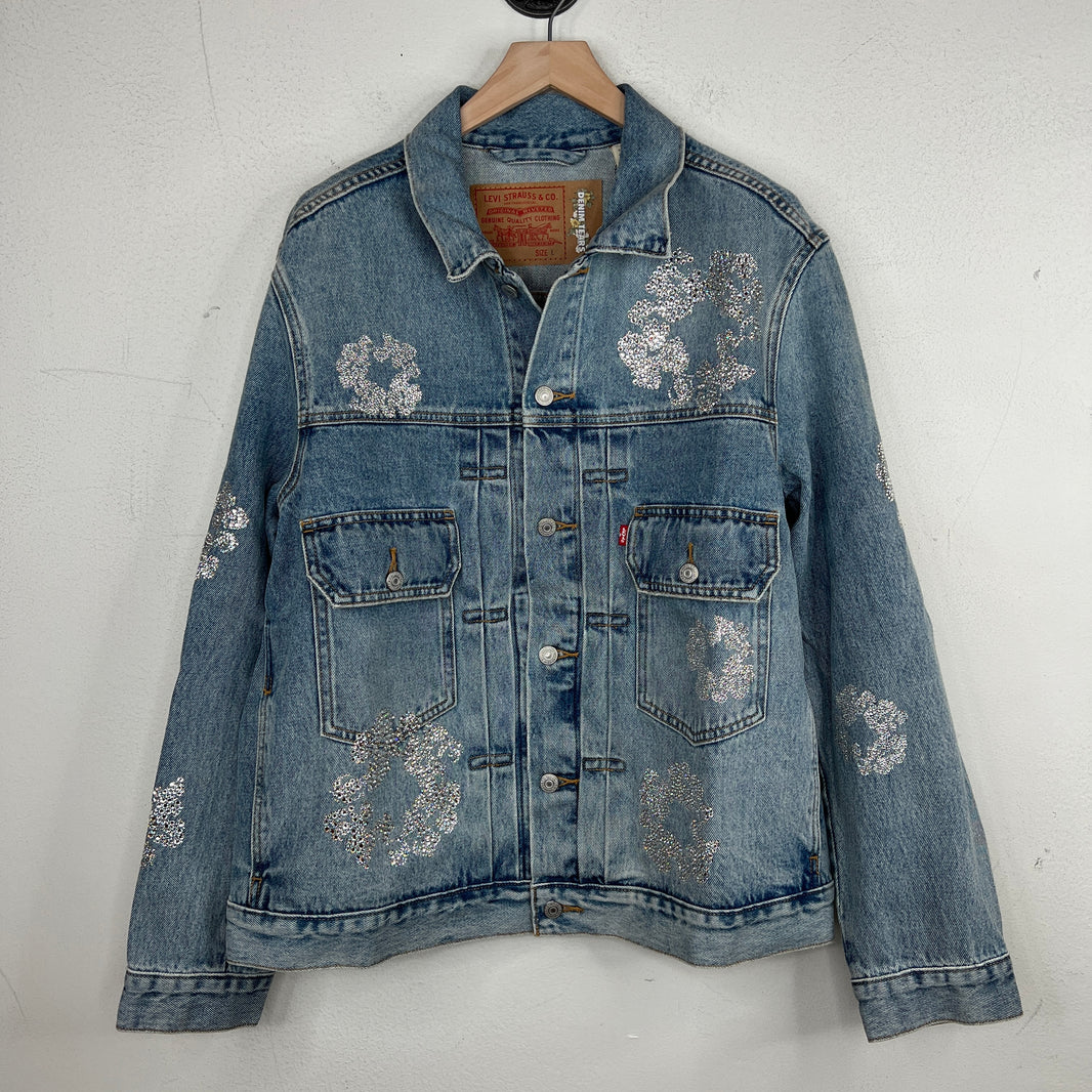 Denim Tears Blue Crystal Wreath Denim Jacket