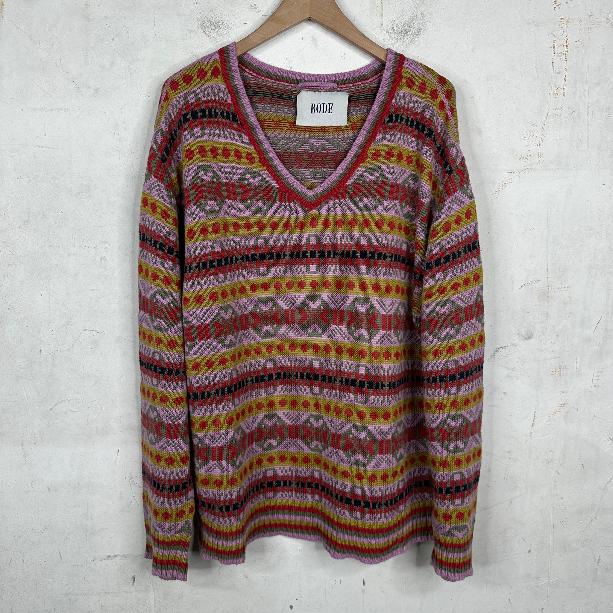 Bode Vneck Knit Sweater