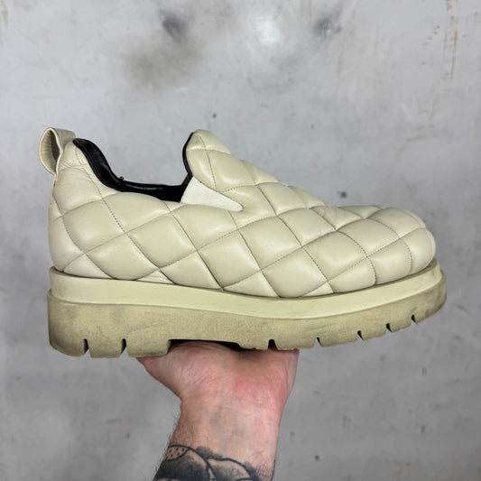 Bottega Veneta Cream Quilted Padded Loafers
