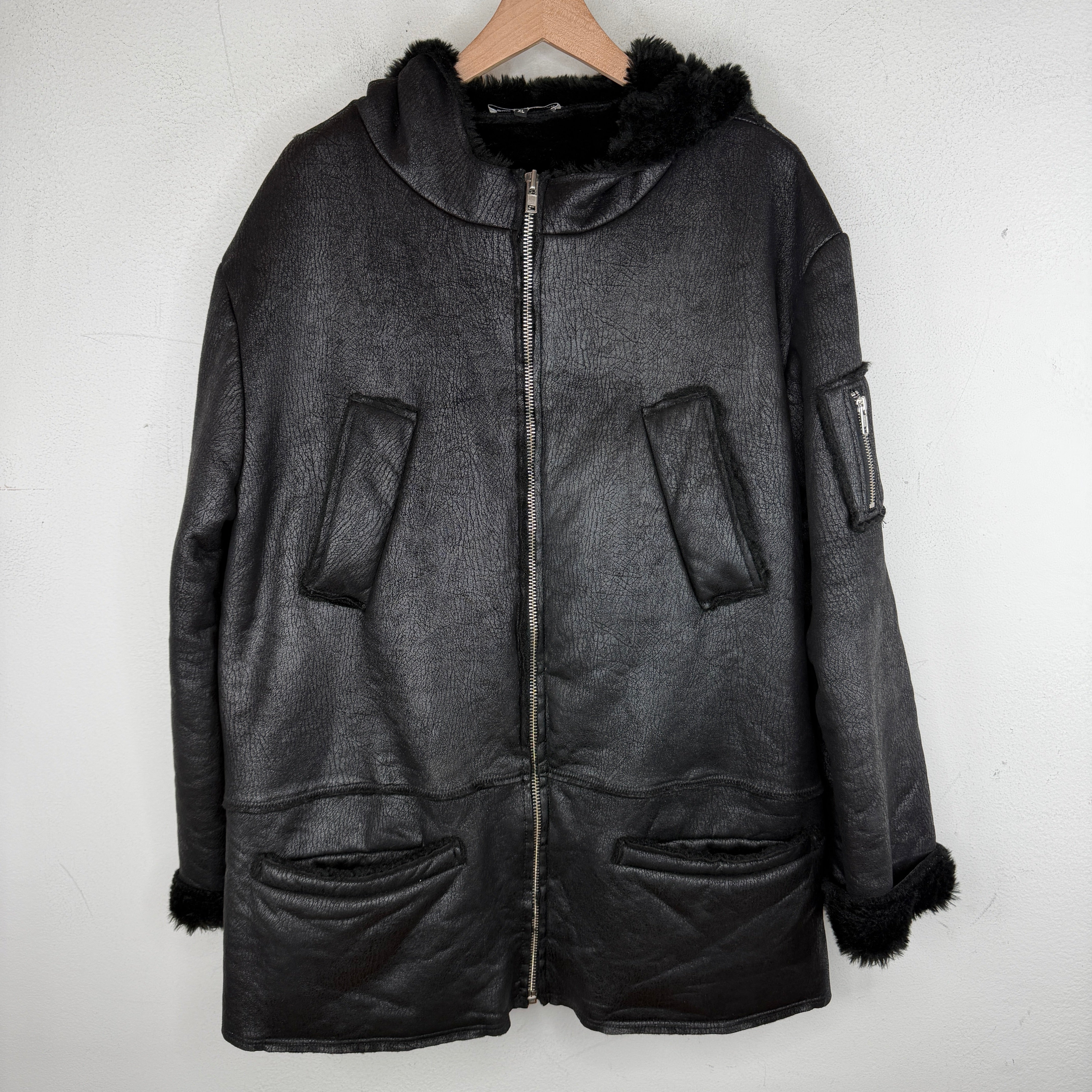 Gosha Rubchinskiy Cracked Leather Fur Lined Jacket – www.Lukes.store