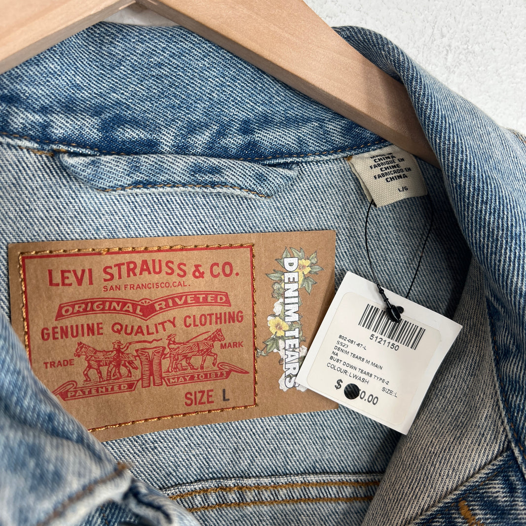 Denim Tears Blue Crystal Wreath Denim Jacket