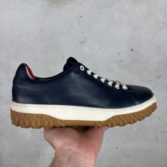 Thom Browne Navy Leather Vitello Sneakers