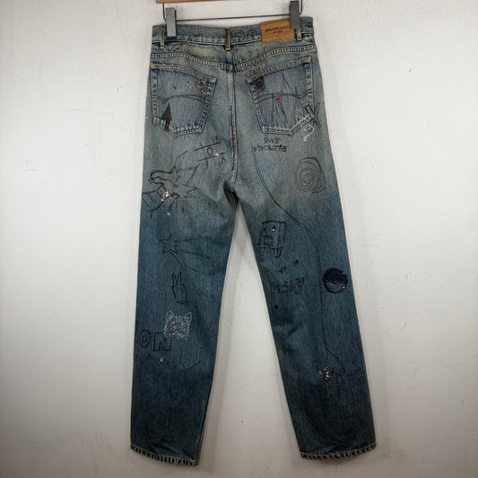 Balenciaga Rhinestone Scribble Jeans