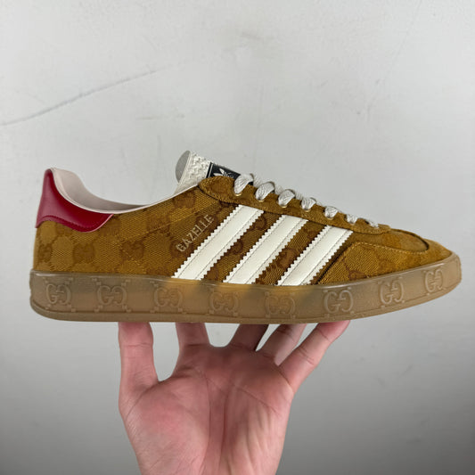 Gucci Adidas Brown Monogram Gazelle Sneakers