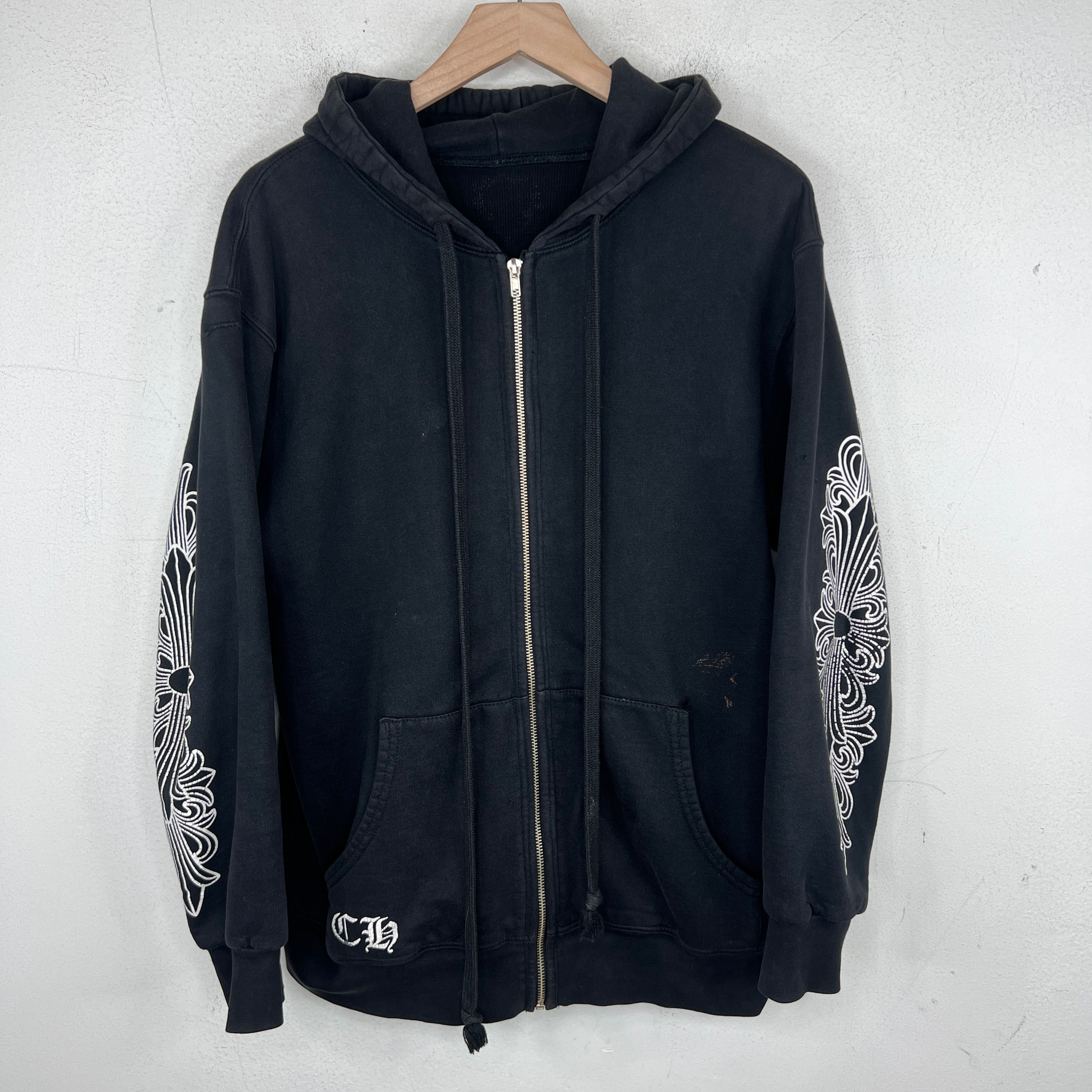 Chrome Hearts ブラックパーカー フルジップ Chrome Hearts Smoked Thermal Zip-Up Hoodie – www.Lukes.store