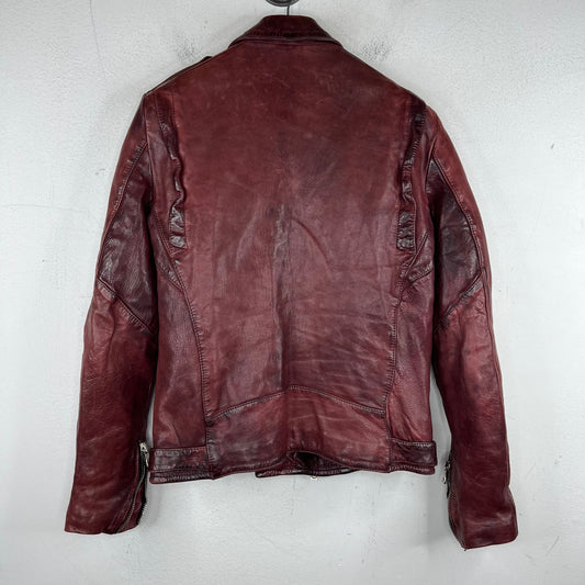 Balmain Lambskin Burgundy Perfecto Jacket