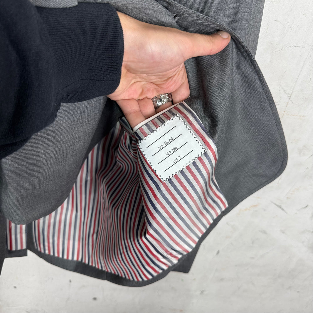 Thom Browne Light Grey Stripe Lining Blazer