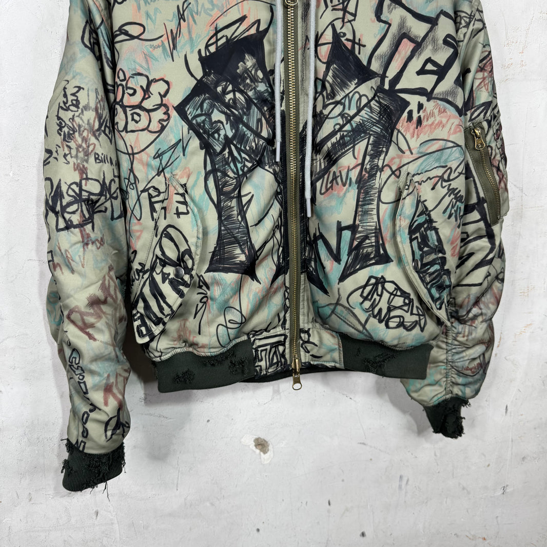 Mowalola Cropped Grafitti Bomber Jacket