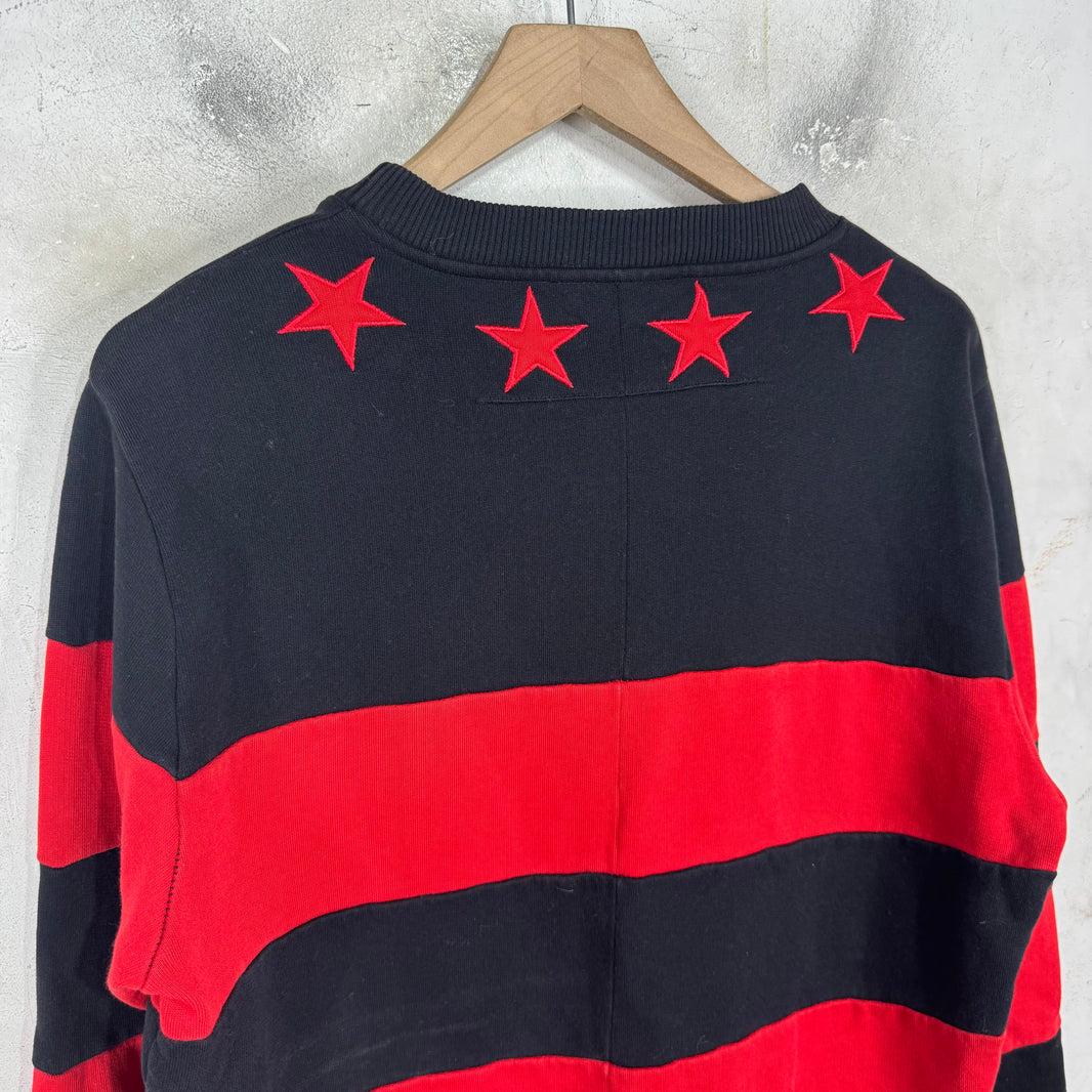 Givenchy Star Collared Striped Crewneck