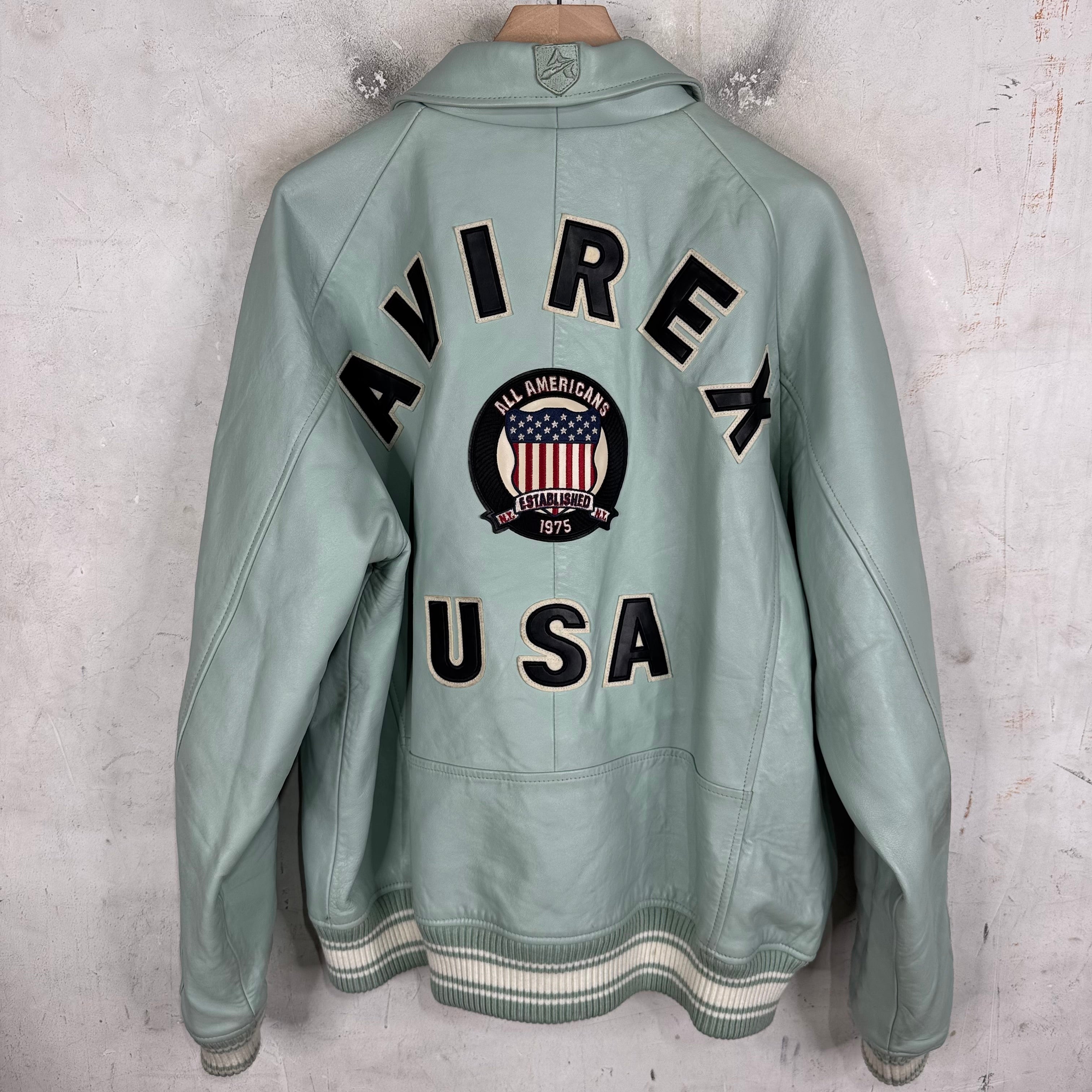Avirex Teal Leather Crest Jacket – www.Lukes.store