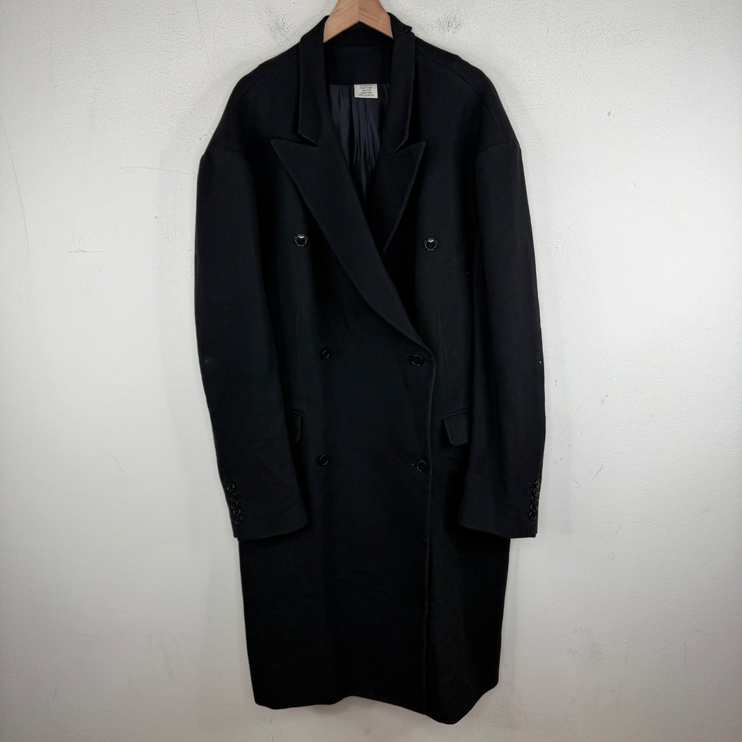 Vetements Wool Shoulder Zipper Double Breasted Trench Coat