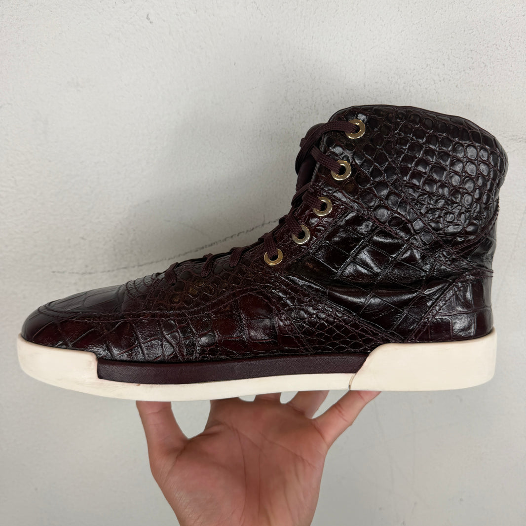 Chanel Croc Leather Embossed Sneakers