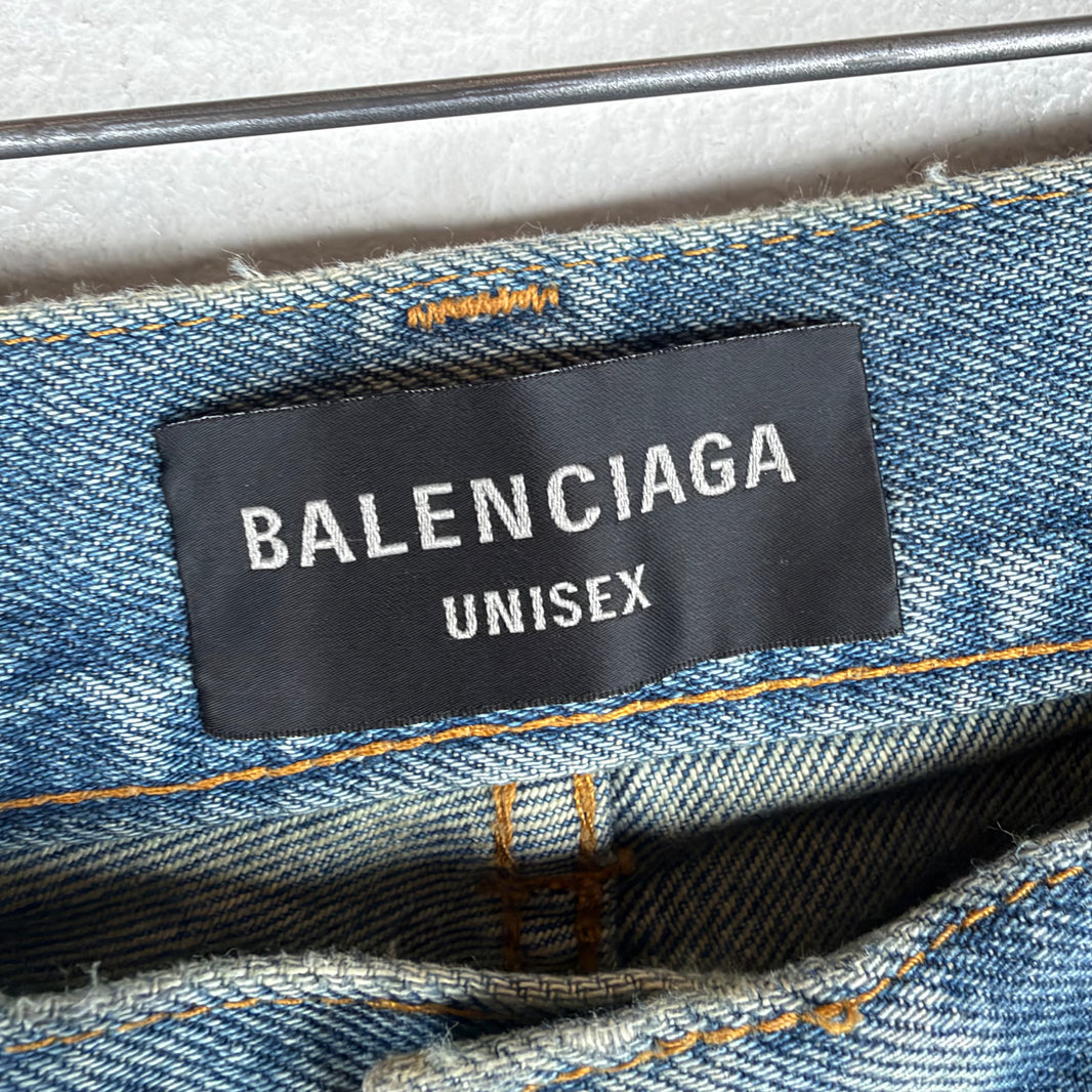 Balenciaga Baggy Distressed Blue Wash Jeans