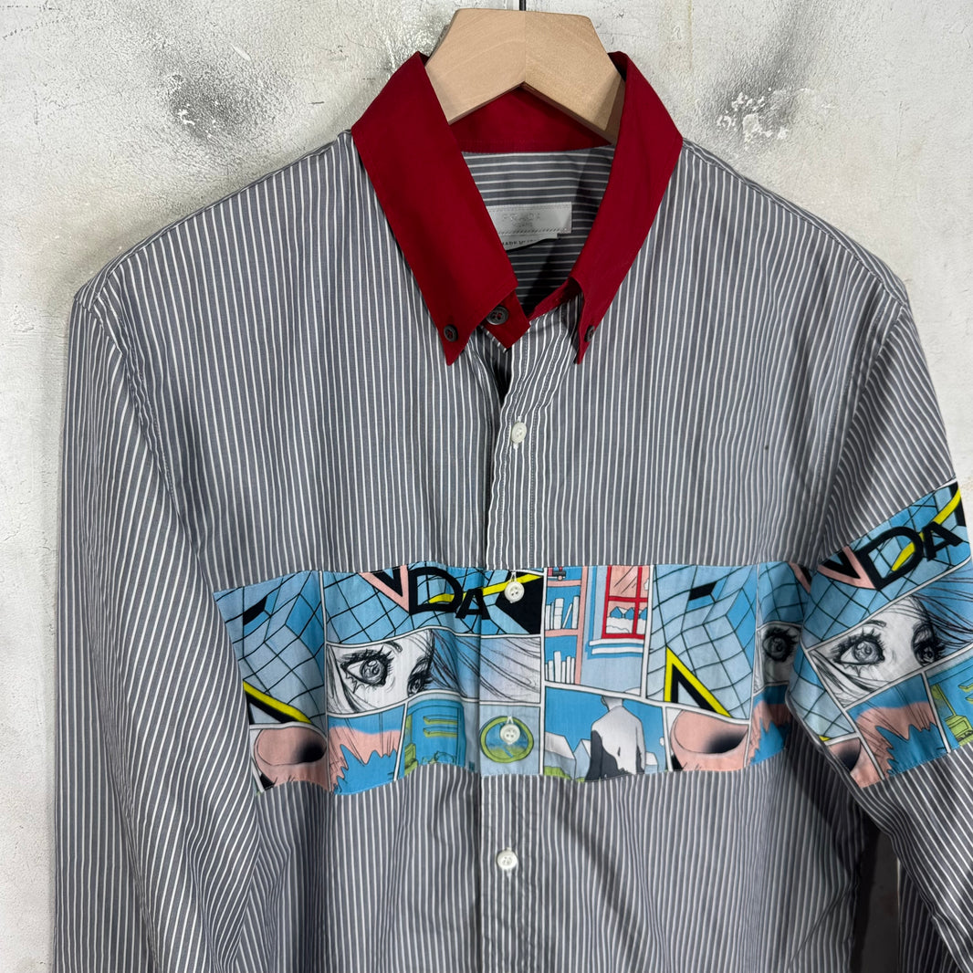 Prada Comic Patch Striped Shirt