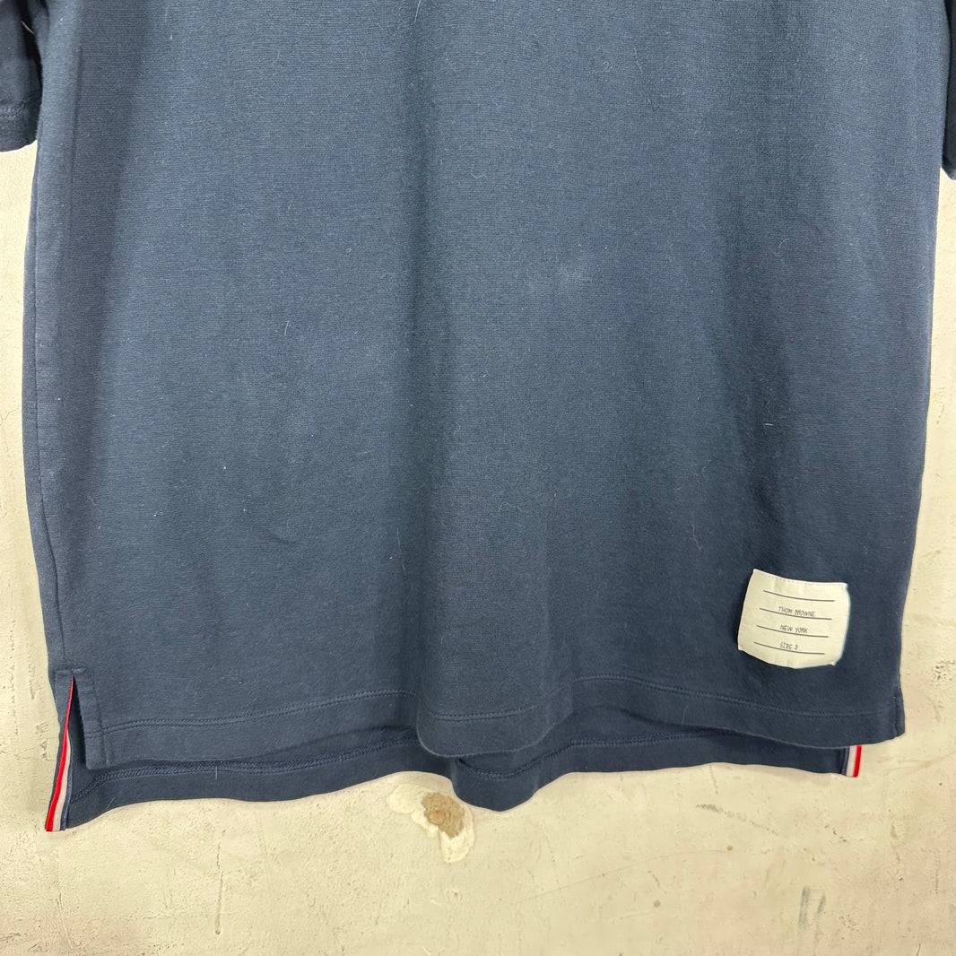 Thom Browne Navy Striped Sleeve T-Shirt