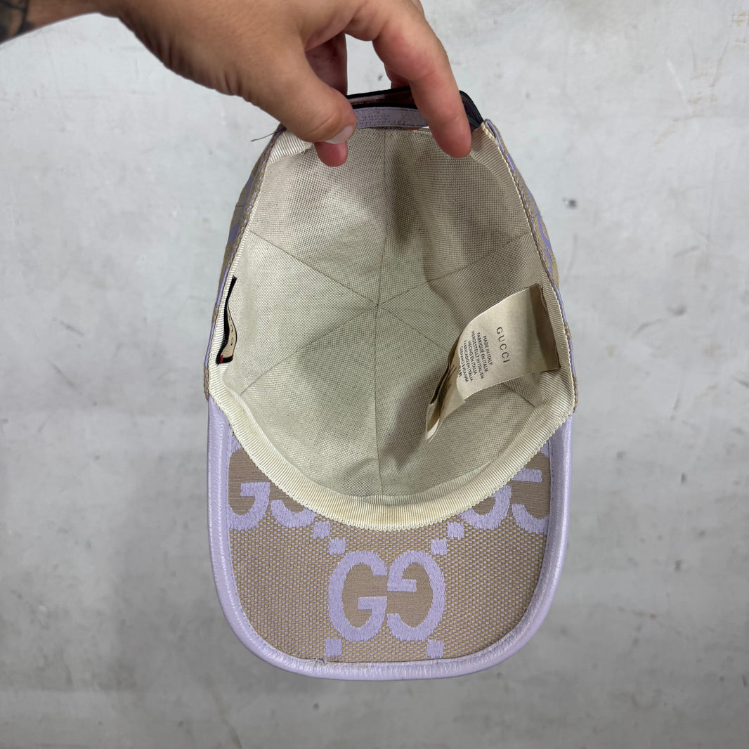 Gucci Beige Purple Monogram Hat