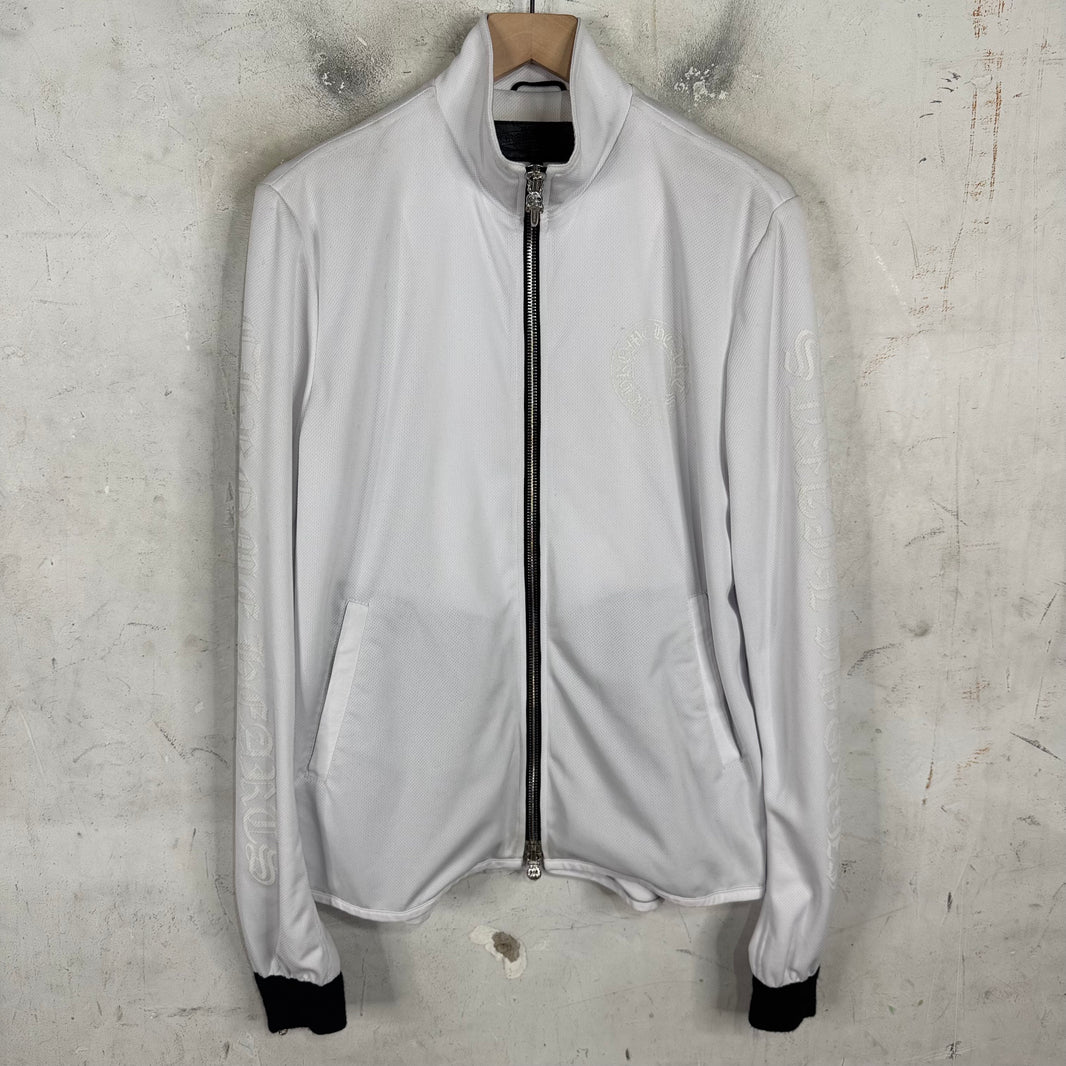 Chrome Hearts Horseshoe Script Leather Trimmed Track Jacket