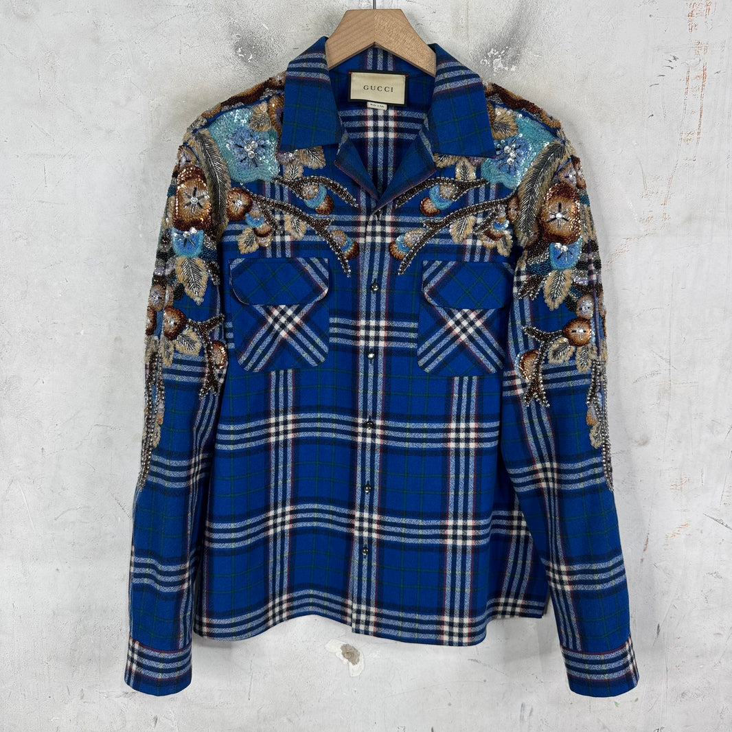 Gucci Sequined Crystal Plaid Flannel