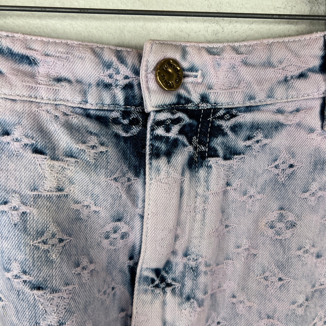 Louis Vuitton Purple Flayed Monogram Flared Carpenter Jeans