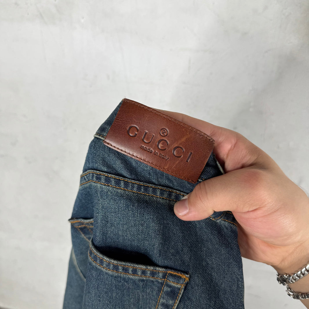 Gucci Washed Blue Horsebit Jeans