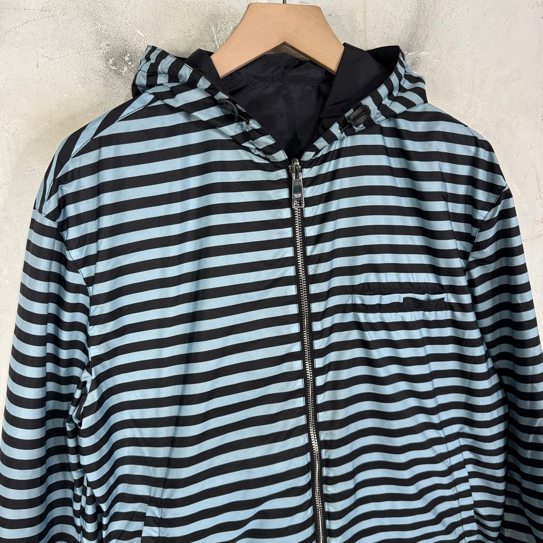 Prada Renylon Striped Reversible Windbreaker