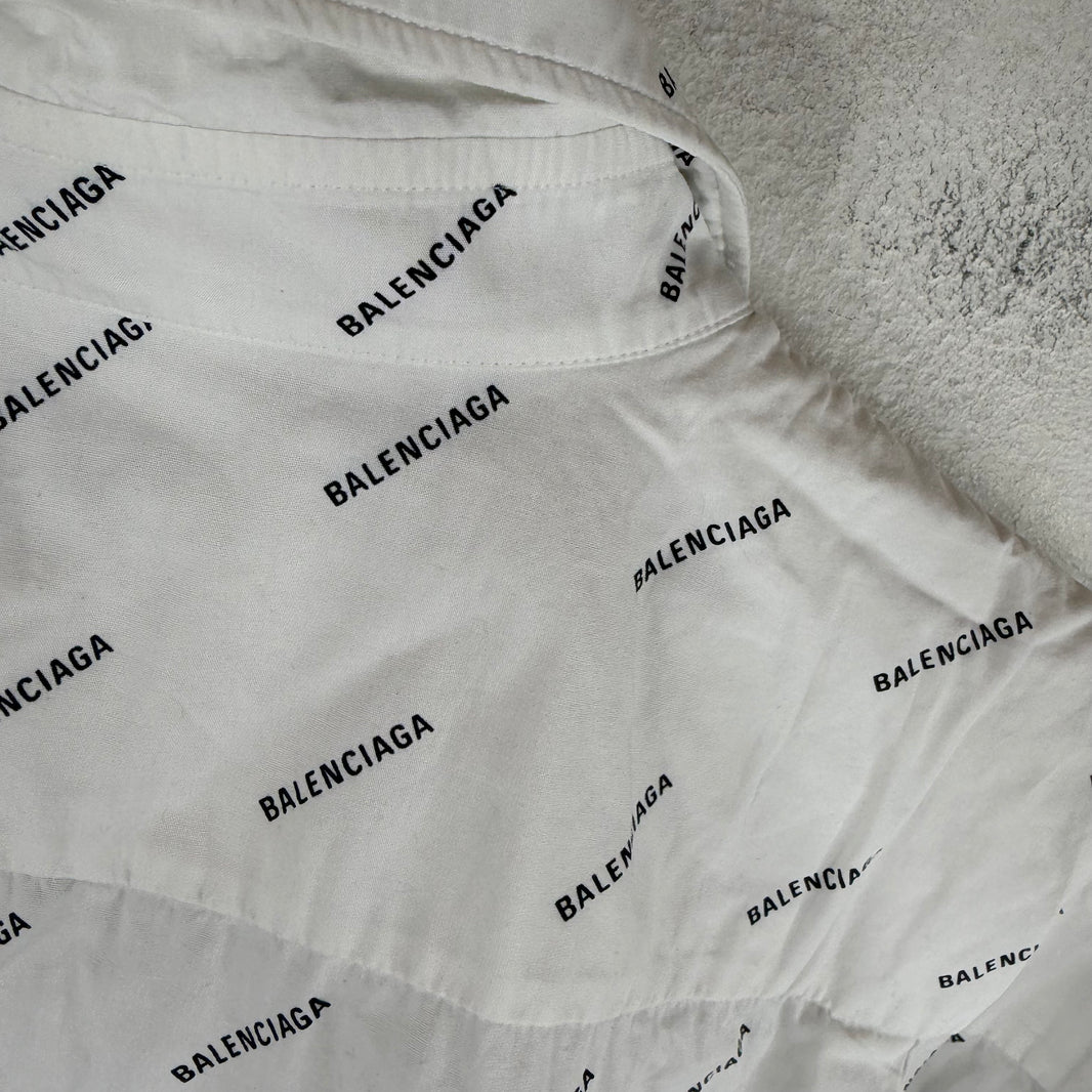 Balenciaga AOP Diagonal Logo Button Up S/S Shirt