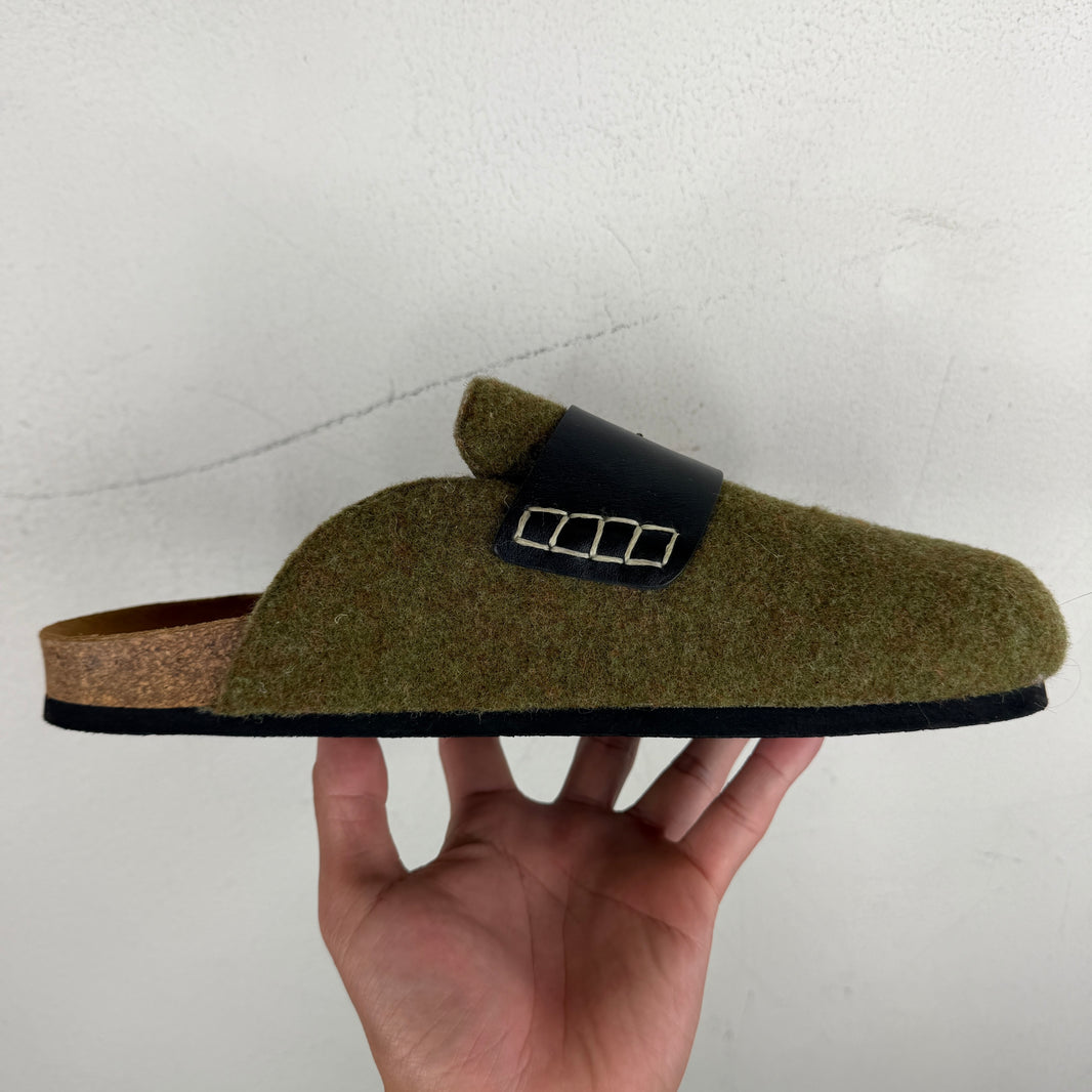 JW Anderson Green Wool Strap Mules