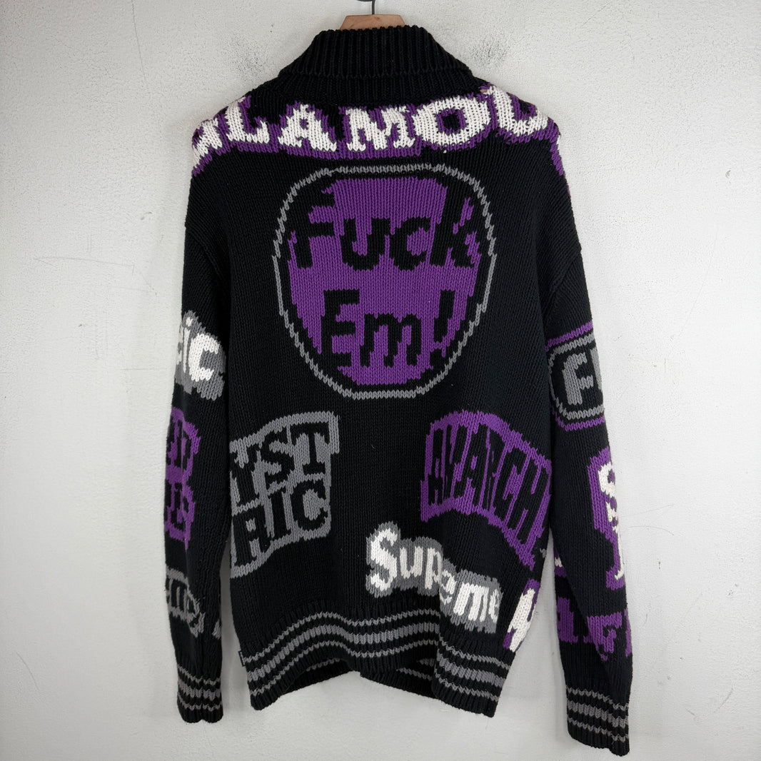 Supreme Hysteric Glamour Black Cowichan Zip Up Sweater