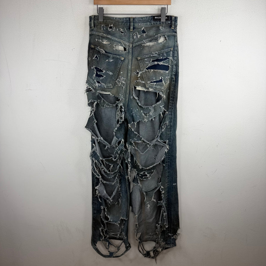 Balenciaga Destroyed Blue Jeans