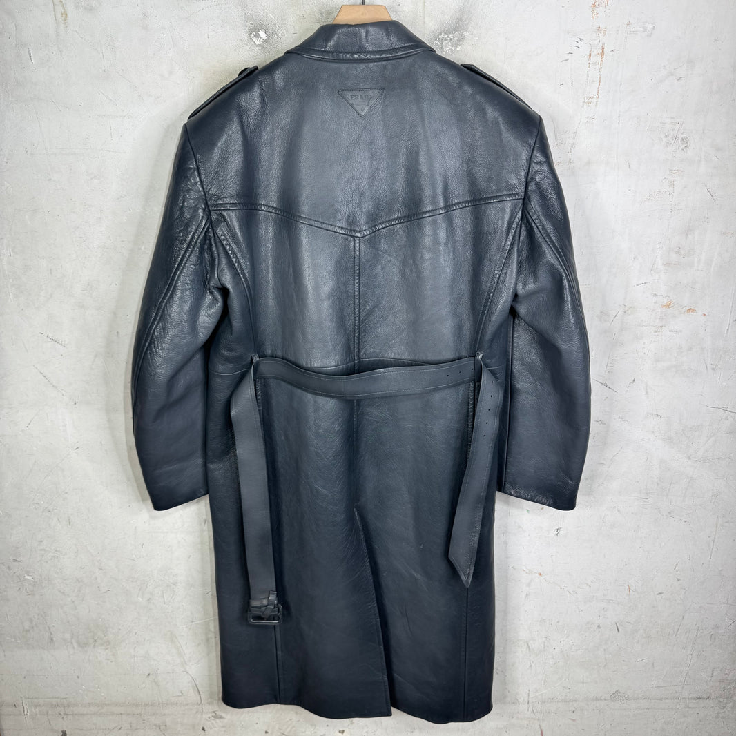 Prada Raf Leather Long Duster Coat