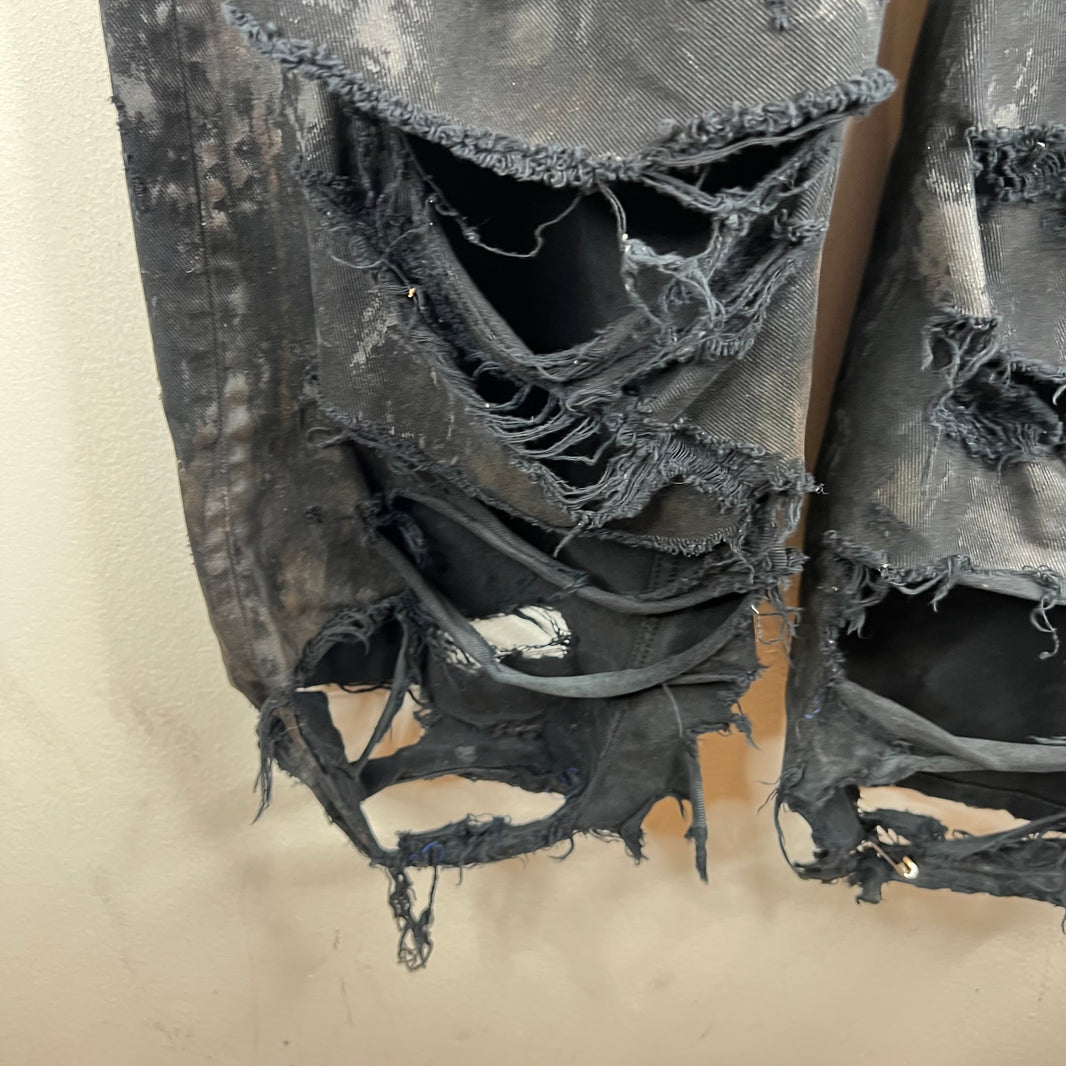 Balenciaga Black Mud Distressed Jeans